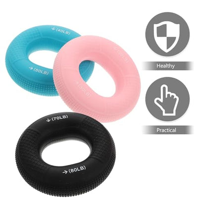 INOOMP 3pcs Hand Grip Strengthener Rings Set Silicone Material Multi-resistance 20-30lb 40-50lb 70-80lb Hand Exerciser Finger Strength Trainer for Forearm Fitness