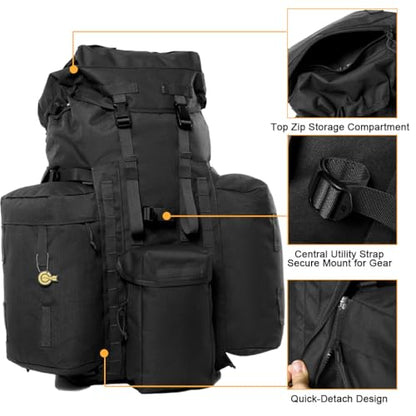 MT PLCE Tactical Backpack with Internal Frame, Military Rucksack for Outdoor, Hiking, Survival Black - color: Black