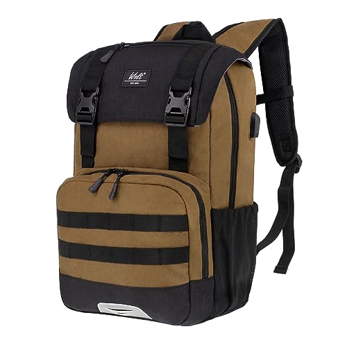 WOLT Laptop Backpack with USB Charging Port Fits Up to 17 Inch Laptop, College Backpack for Men Women, Computer Business Bookbag, Brown - color: Brown