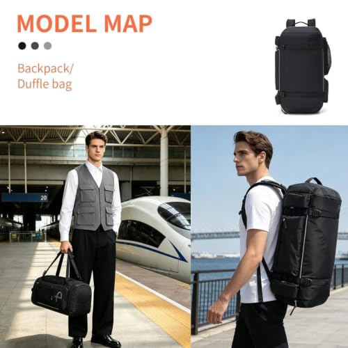 BE SMART 50L Extra Large Gym Backpack for Men, Big Gym Bag with Shoes Compartment, Waterproof Heavy Duty Duffel Bags (Solid Black, Large-40L) - color: Solid Black, size: Large-40L