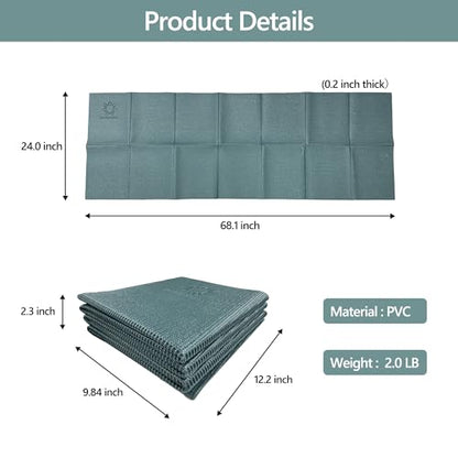 Primasole Folding Yoga Travel Pilates Mat Foldable Easy to Carry to Class Beach Park Tear resistant Travel Picnics 4mm Thick 9 Colors - color: Forest Green