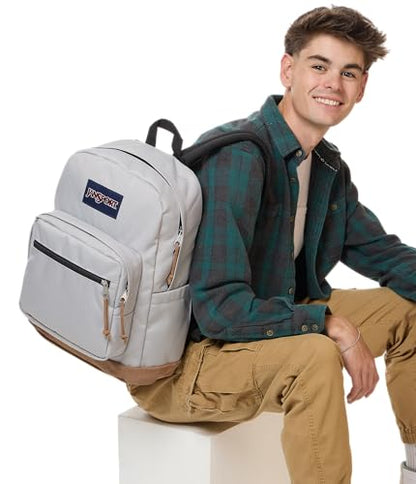 JanSport Right Pack Backpack - Durable Daypack with Padded 15 Laptop Sleeve, Spacious Main Compartment & Integrated Water Bottle Pocket - Grounded Grey - color: Grounded Grey