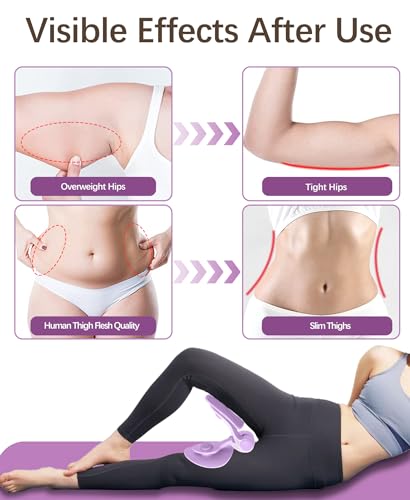 Pelvic Floor Exercise Device Available in 35 lb and 49 lb Resistance, Kegel and Inner Thigh Muscle Trainer, Home Workout Equipment for Postpartum Recovery, Women and Men, with Band - color: Purple