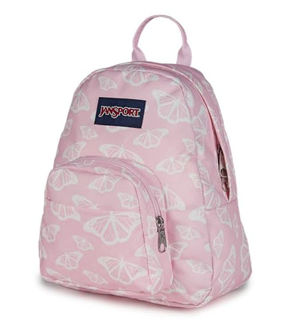 JanSport Half Pint Mini Backpack, 10.2 L - Durable Mini Bag Purse with Adjustable Shoulder Straps, Single Main Compartment, Zippered Stash Pocket, Flutter By - color: Flutter By Pink Ice/White/Pink Ice