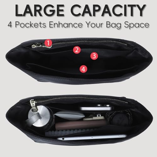Nylon Longchamp Backpack Organizer Insert - Custom Fit for Longchamp Le Pliage M Backpack, Premium Water-Resistant with 4 Compartments, Lightweight, Shape Retention for Backpack (Black,BP) - color: Black