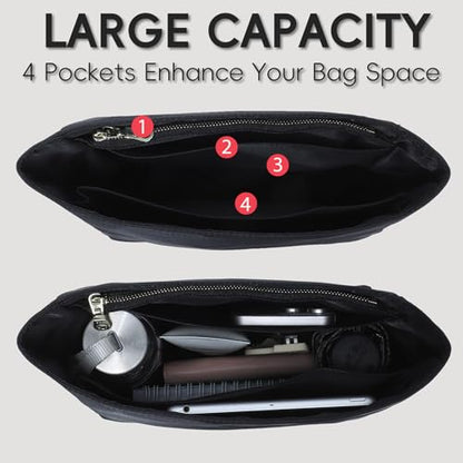 Nylon Longchamp Backpack Organizer Insert - Custom Fit for Longchamp Le Pliage M Backpack, Premium Water-Resistant with 4 Compartments, Lightweight, Shape Retention for Backpack (Black,BP) - color: Black