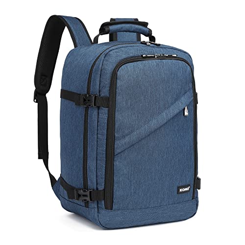 Kono Carry on Backpack, 16" Airplane Approved Under Seat Travel Backpack for Men and Women, Waterproof Lightweight Daypack for Flight 20L (Navy, Small) - color: Navy, size: 16-inch 20L