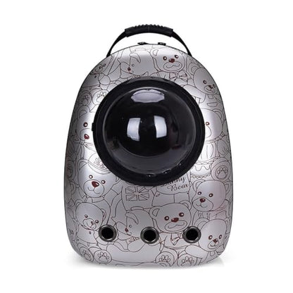 Pet Travel Carrier, Cat Dog Dome Space Capsule Bubble Backpack, Portable Waterproof Breathable Knapsack for Hiking, Traveling (Silver Bear) - color: Silver Bear