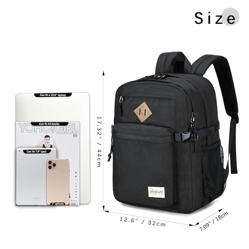 abshoo 32L Backpack for School College Bookbag Middle High School Backpacks Casual Daypack Travel Backpack (Black) - color: Black