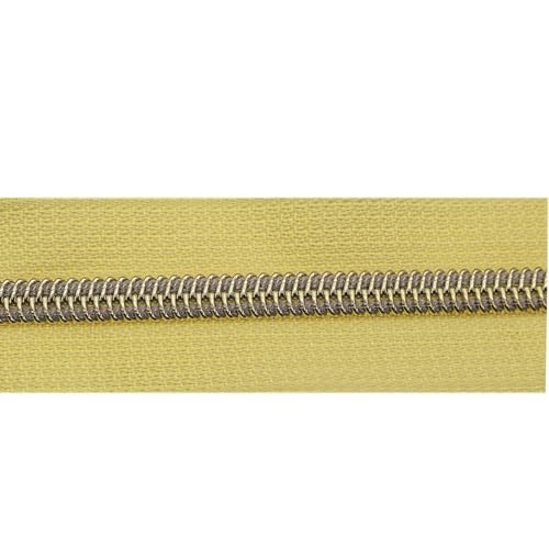 #5 Gold Metallic Nylon Coil Zippers by Yard Bulk Coil Zipper Roll 10 Yards with 25pcs Silver Pull for DIY Sewing Craft Bag(Yellow) YIGUANXIN - color: Yellow-Gold