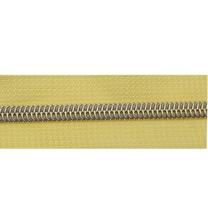 #5 Gold Metallic Nylon Coil Zippers by Yard Bulk Coil Zipper Roll 10 Yards with 25pcs Silver Pull for DIY Sewing Craft Bag(Yellow) YIGUANXIN - color: Yellow-Gold