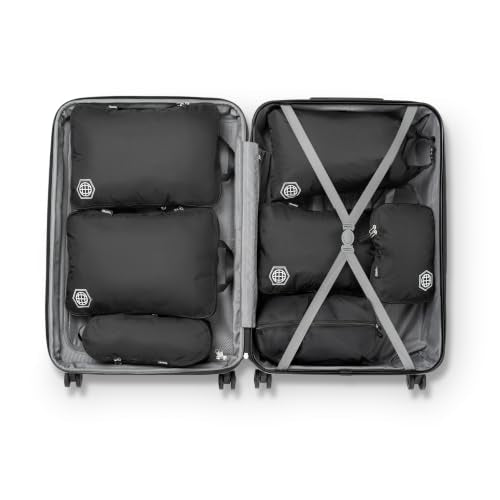 Large Compression Packing Cubes for Travel-Packing Cube Luggage Organizers 7 Piece Set for Checked Luggage-Ultralight, Expandable/Compression Bags by TRIPPED Travel Gear (Black) - color: Black