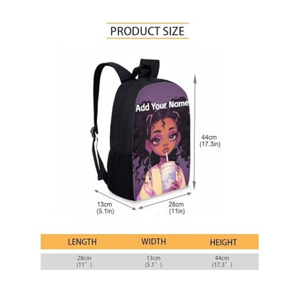 Afro Black Backpack School Kids Girls Name Custom Kids Bookbag Ages 4-6/3-5 Magic Personalized Book Bag for Student School Bag Elementary/Kindergarten - color: African Black Girl-2