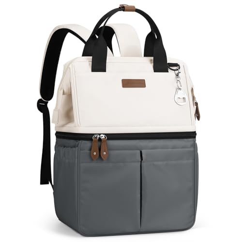 Maelstrom Cooler Backpack,Double Deck Insulated Bag,Leakproof Lunch Chest | 36 Can,Keeps Food Cold For 16h,Ergonomic, Lightweight. Perfect For Men, Women, Beach, Hiking,Camping, Travel, Work - color: 2.beige-gray