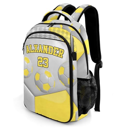Sport Ball Athlete Player Soccer Yellow Primary Elementary School Bags Middle School Book Bags Dinosaur Bookbags for Preschool Child Grandson - color: Yellow