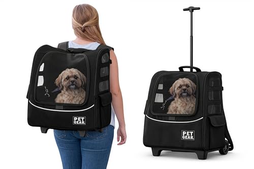 Pet Gear I-GO2 Roller Backpack, XLarge Traveler Plus, Dark Charcoal | Travel Plus Carrier, Car Seat for Cats/Dogs, Mesh Ventilation, Telescoping Handle, Storage Pouch, Included Tether - color: Dark Charcoal, size: XLarge - Traveler Plus