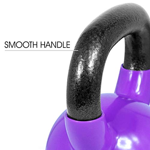Yes4All Kettlebell, Vinyl Coated Kettlebell Cast Iron Sets with Stable Flat Bottom for Full Body Workout, Push up, Grip Strength Training & Weights Exercises - color: Multicolor, style: 10 - 15lb