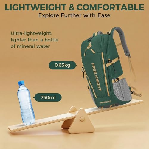 Bseash 45L Waterproof Hiking Camping Backpack with Rain Cover, Outdoor Sport Travel Bag Daypack for Climbing Skiing Cycling (Green) - color: Green