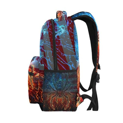 susiyo Red and Blue Lightning Spider School Backpack Bookbag Lightweight College Back Pack Travel Camping Casual Daypack for Teens Girls Boys Women Men - color: Red and Blue Lightning Spider