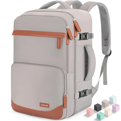 40L Travel Backpack with USB Charging Port, Water-Resistant Carry On Backpack for Men Women, Business Laptop Backpack for Trips & Commutes, Fits 15.6/17.3 Inch Laptop - color: Grey, size: Large