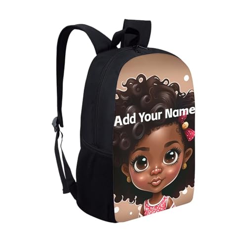 Personaized Backpack for Girls 4-6 Afro Kids Bookbag Custom Name Book Bag for Student 2 Grade/3Rd Grade Black Magic School Bag - color: African Black Girl-17
