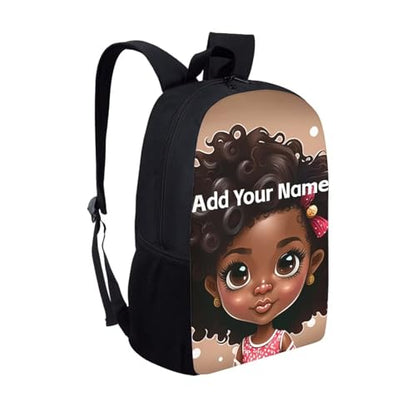 Personaized Backpack for Girls 4-6 Afro Kids Bookbag Custom Name Book Bag for Student 2 Grade/3Rd Grade Black Magic School Bag - color: African Black Girl-17