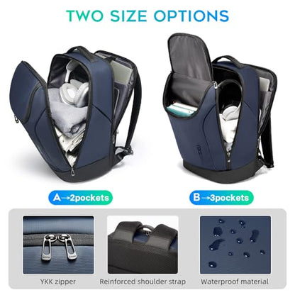 BANGE Business Commute Backpack Waterproof fit 15.6 Inch adopt in Commute,Travel Durable Backpack (Blue) - color: Blue(no Charge Port)