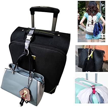 2PCS Heavy Duty Add a Bag Luggage Strap Jacket Gripper,Carry-on Baggage Suitcase Straps Belts Travel Accessories (Rose Red) - color: Rose Red