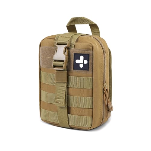 First Aid Pouch 1000D Nylon Tactical Molle Tear Away Medical Pouch Empty Utility Pouch for Outdoor Activities Medical Supplies Camping Hiking Travel,Bag Only - color: Khaki