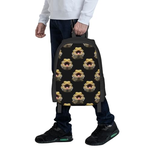 Travel Daypack Bearded Dragon Lizard, Quick-Access Pocket, Side Bottle Holder, for Active Adults - color: Design (410)