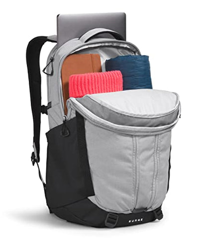 THE NORTH FACE Surge Commuter Laptop Backpack | Daypack With Water Repellent Finish, 16" Laptop Sleeve, Reflective Details - color: Meld Grey Dark Heather/Tnf Black, size: One Size
