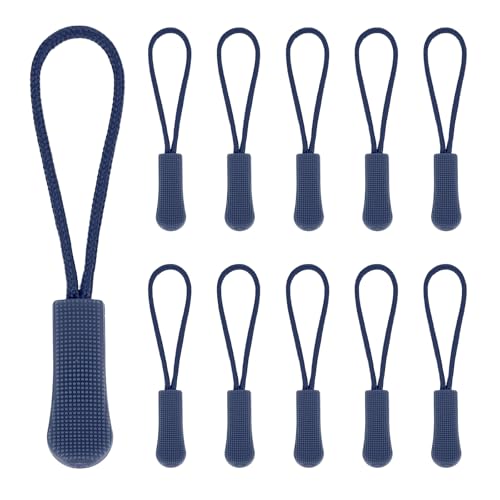 PATIKIL 2.6 Inch Zipper Pulls Replacement, 100 Pcs Nylon Cord Extension Zipper Pull Tab Tags for Handbag Backpacks Jackets Luggage Purses, Dark Blue - color: Dark Blue