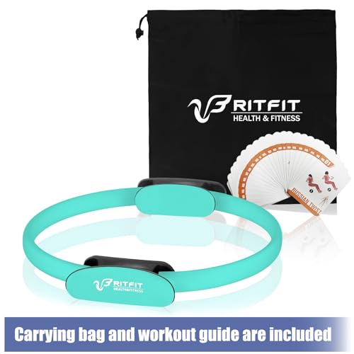 RitFit Pilates Ring Circle - 14 Inch Magic Fitness Circle for Toning Inner & Outer Thighs, Bonus Workout Guide Included - style: Cyan