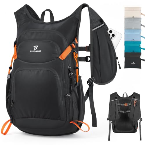 BECOJADDE 15L Hiking Backpack Lightweight Travel Backpacks Water-Resistant Daypack Fits Cycling Helmets for Men Women for Daily Outdoor Camping, Black - color: Black, size: 15L
