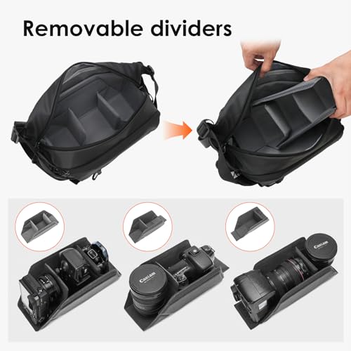 TARION Urban Camera Sling Bag - Waterproof 5.5L Crossbody Bag with Expandable Wet/Dry Separation Pocket & Tripod Strap - XProber