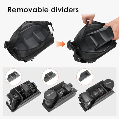 TARION Urban Camera Sling Bag - Waterproof 5.5L Crossbody Bag with Expandable Wet/Dry Separation Pocket & Tripod Strap - XProber