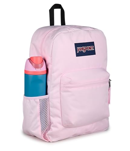 JanSport Cross Town Backpack - Simple Bag for Everyone with 1 Main Compartment, Front Utility Pocket - Premium Class Accessories - Pink Ice - color: Pink Ice