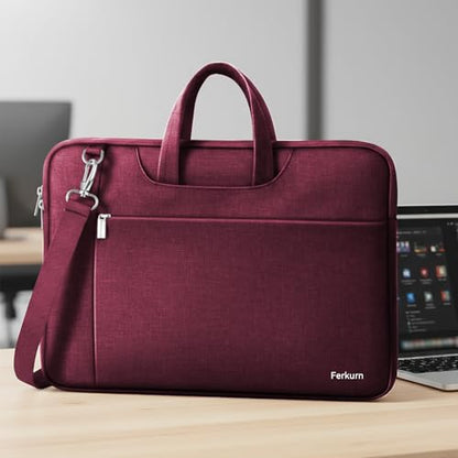 Ferkurn Laptop Case Bag Women Men Computer Sleeve with Shoulder Compatible with HP/Inspiron/Thinkpad/Vivobook/MSI/Surface, 17.3 inch, Red - color: Wine Red, size: 17.3 inch