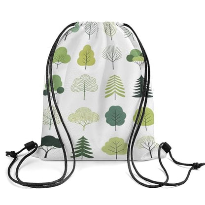 Honeycomb Drawstring Backpack Lightweight & Durable Bag Green Trees with Unique Textures for City Life - color: Style-5
