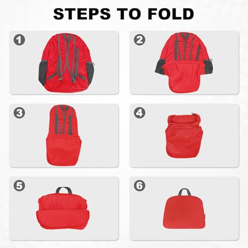 HOLYLUCK 20L Lightweight Packable Hiking Daypack Foldable Backpack for Men Women Small Travel Outdoor Foldable Shoulder Bag-red - color: Red