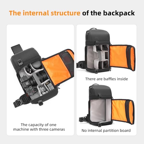 Camera Sling Bag, Crossbody Shoulder Bag for Canon, Nikon, Sony, Fuji DSLR/SLR/Mirrorless Cameras, Photographer Photography Bag (Elegant Black) - color: Elegant Black