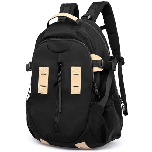 Casual Backpack for Men Women with 15.6 Inch Laptop Compartment, Waterproof Daypack Backpack for College Travel Work Daily Use, Black, 20L