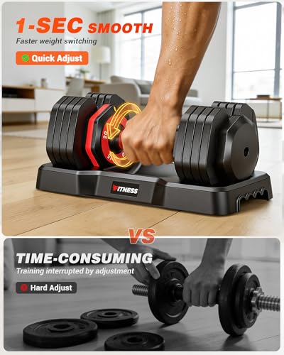 Adjustable Dumbbells Set of 2, 1 Hand Adjustable Weights Dumbbell Set and Workout Bench, 25/55/80lb Pair Weight Set For Home Gym Suit both Men and Women, Compact for Small Space Apartment Room - color: Classic-25lbs dumbbell+bench