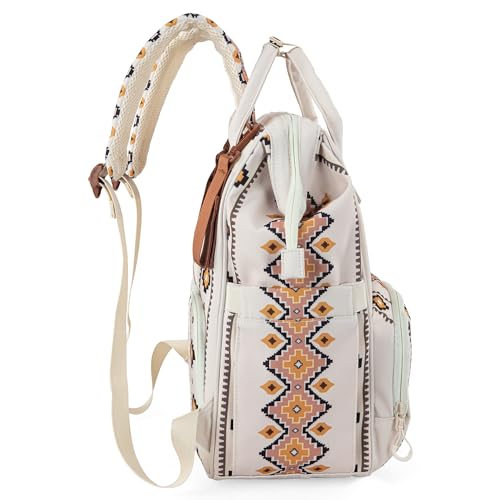 Montana West Wrangler Diaper Bag Backpack Aztec Callie Bag Travel Backpack Purses Western Multi-Function Baby Bags for Mom - color: *Tan
