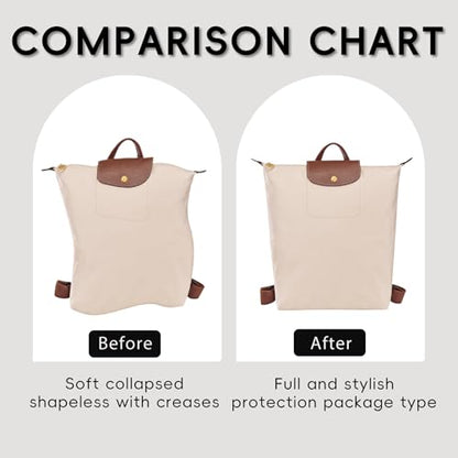 Nylon Longchamp Backpack Organizer Insert - Custom Fit for Longchamp Le Pliage M Backpack, Premium Water-Resistant with 4 Compartments, Lightweight, Shape Retention for Backpack (Beige,BP) - color: Beige
