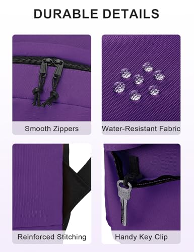 VASCHY Lightweight Backpack for School, Classic Basic Water Resistant Casual Daypack for Travel with Bottle Side Pockets (Purple) - color: Purple