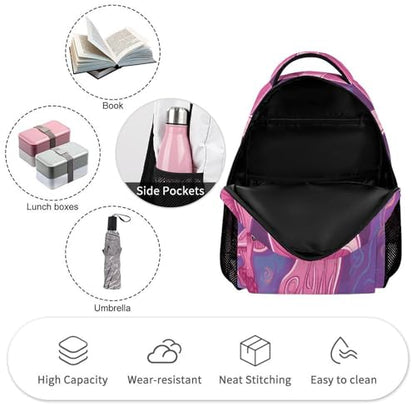 Pink Mushroom Backpack Large Capacity Bookbag Lightweight Schoolbag Travel Bag for Men & Women - color: Pink Mushroom