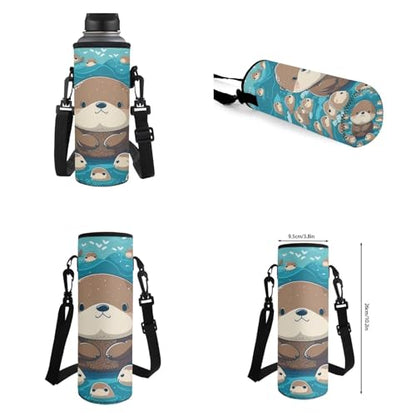 4PCS Cartoon Otter Backpack Set for Girls Boys Kawaii School Bag with Lunch Bag Pencil Case and Water Bottle Holder Lightweight Bookbag for Kids Elementary Middle School Students - color: Cartoon Otter