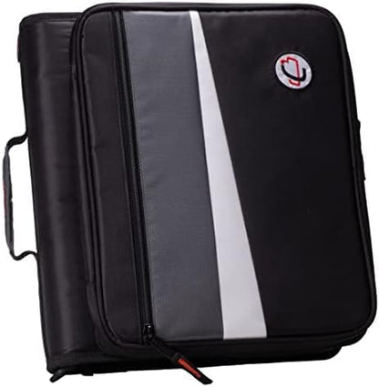 Case-it 2 Inch 3 O-Ring Zipper Binder with Padded Laptop Case Workstation, Shoulder Strap, LT-117, Black - color: D Black / Multi, size: 36 Pack