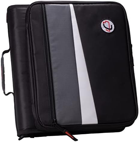 Case-it 2 Inch 3 O-Ring Zipper Binder with Padded Laptop Case Workstation, Shoulder Strap, LT-117, Black - color: D Black / Multi, size: 36 Pack